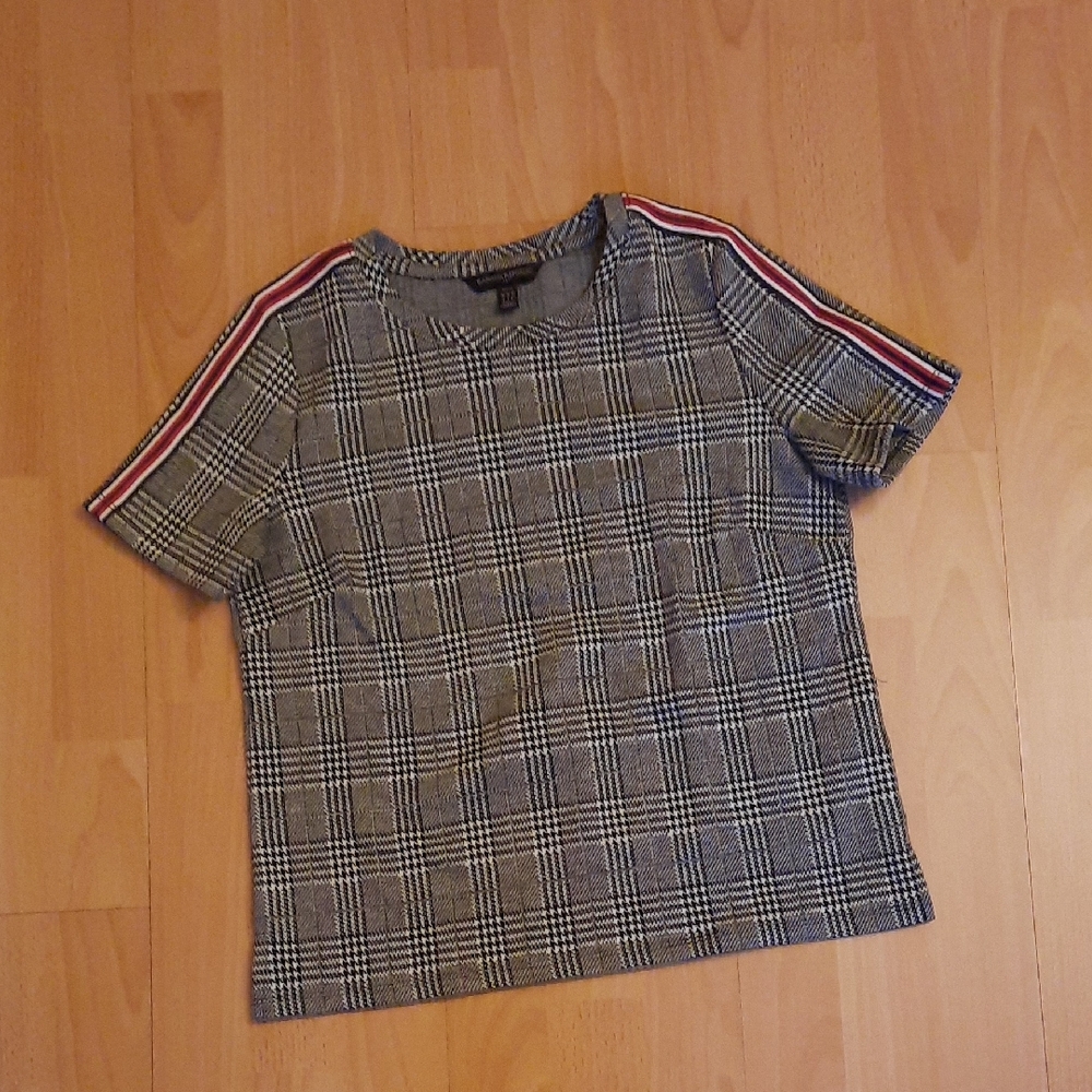 FREE Banana Republic Plaid Short Sleeve Top with Striped Detail